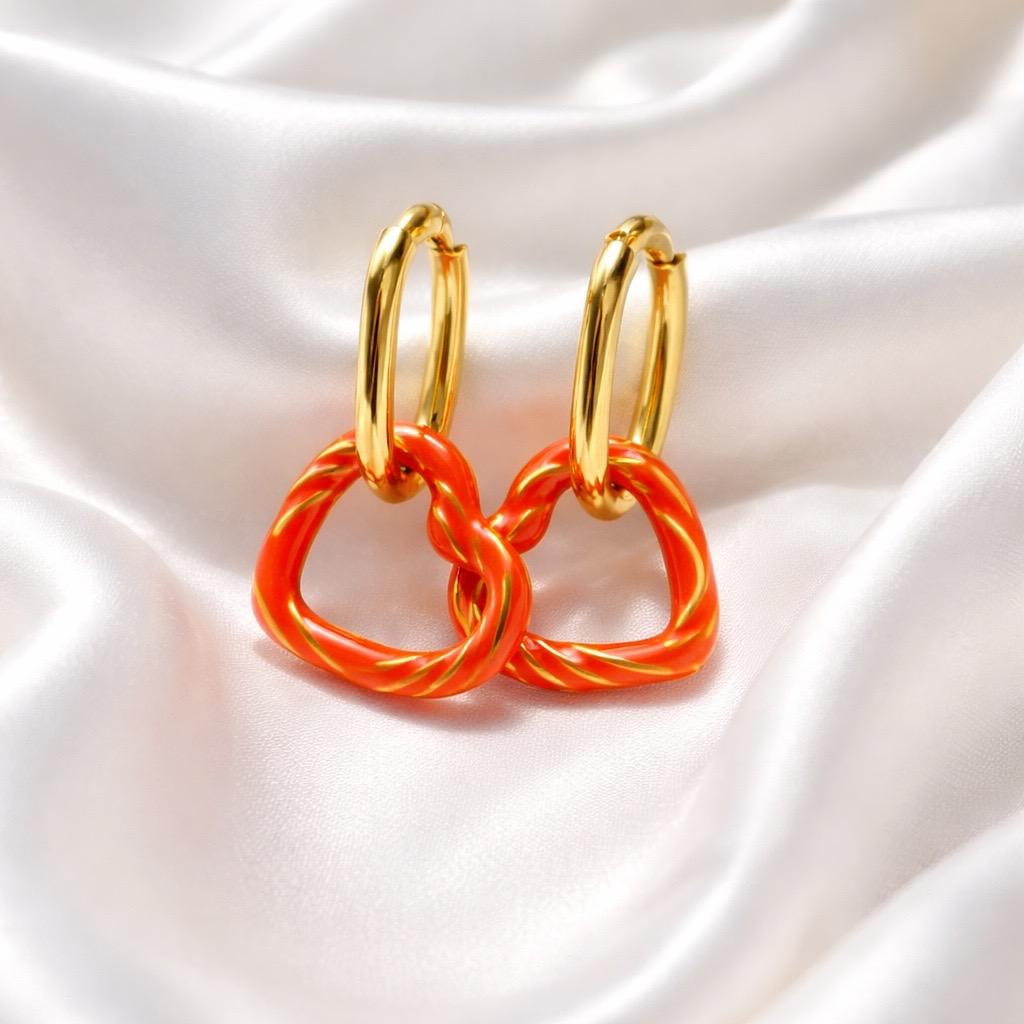 S.Steel Orange Heart Ring