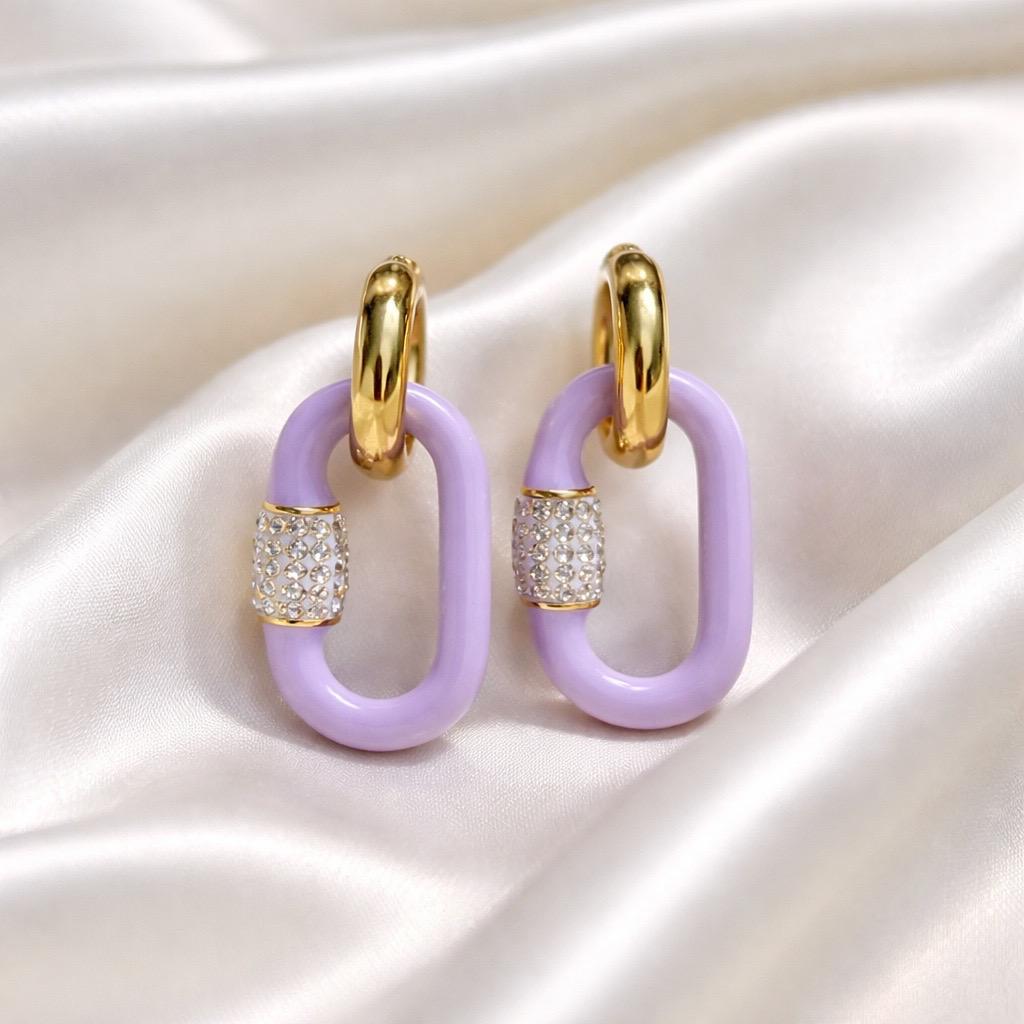 S.Steel Purple Sparkling Hoops