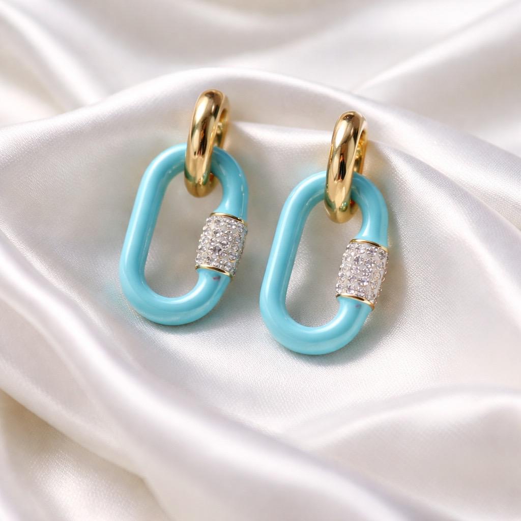 S.Steel Blue Sparkling Hoops