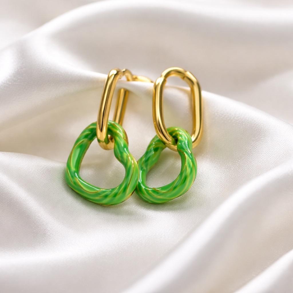 S.Steel Green Heart Ring