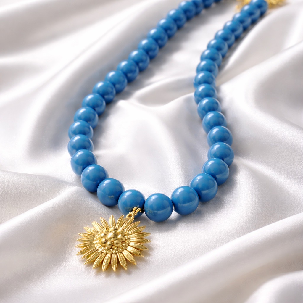 S. Steel Kralenketting Zon Blauw