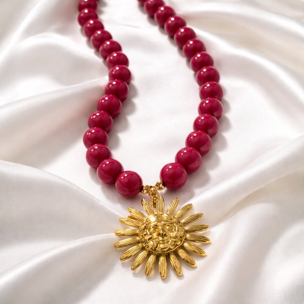 S. Steel Kralenketting Zon Roze