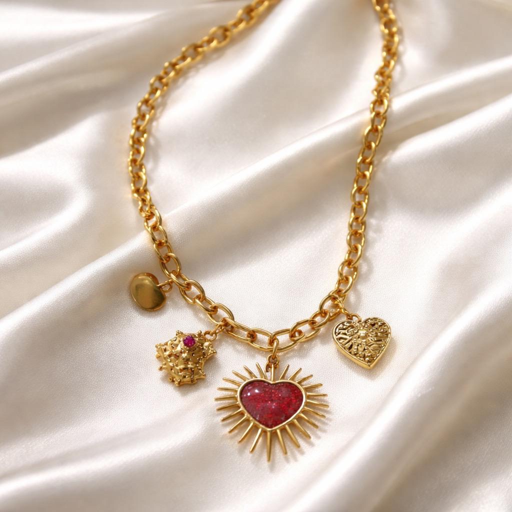 S. Steel Heart Charms